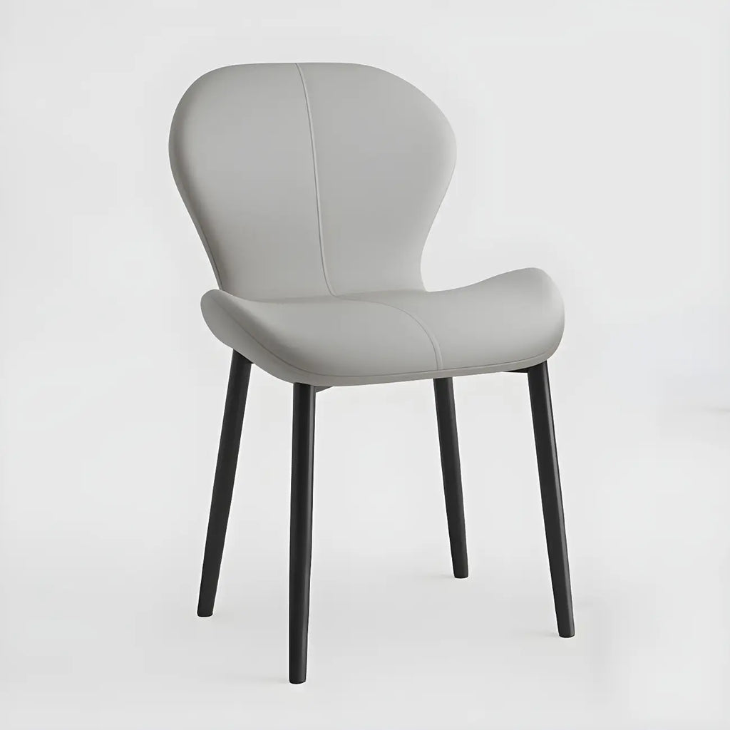 Chaise de salle à manger Art Déco en cuir à dossier incurvé et dossier plein