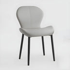 Chaise de salle à manger Art Déco en cuir à dossier incurvé et dossier plein