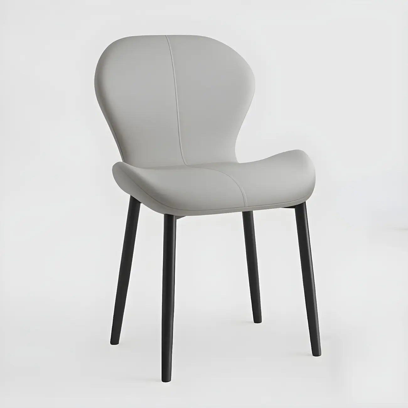 Chaise de salle à manger Art Déco en cuir à dossier incurvé et dossier plein