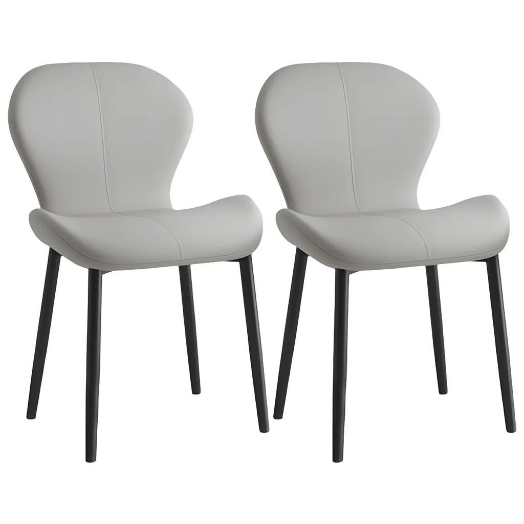 Chaise de salle à manger Art Déco en cuir à dossier incurvé et dossier plein