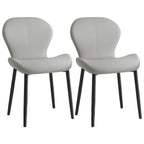 Chaise de salle à manger Art Déco en cuir à dossier incurvé et dossier plein
