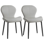 Chaise de salle à manger Art Déco en cuir à dossier incurvé et dossier plein