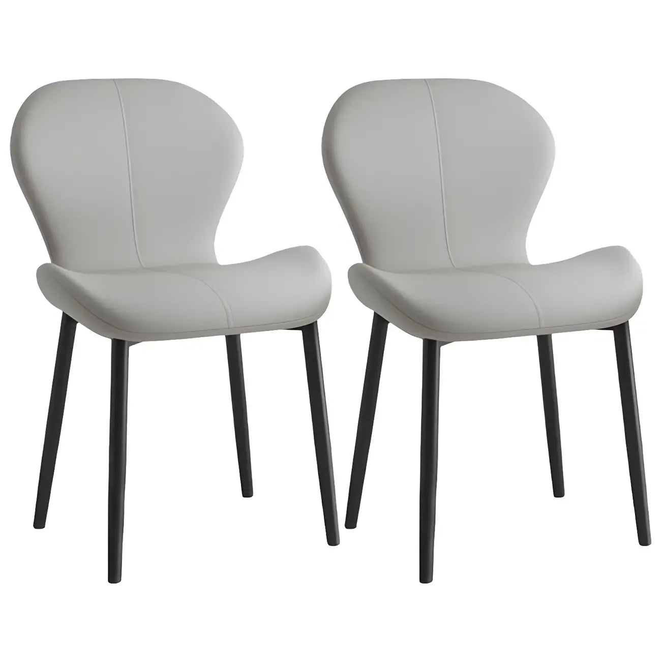 Chaise de salle à manger Art Déco en cuir à dossier incurvé et dossier plein