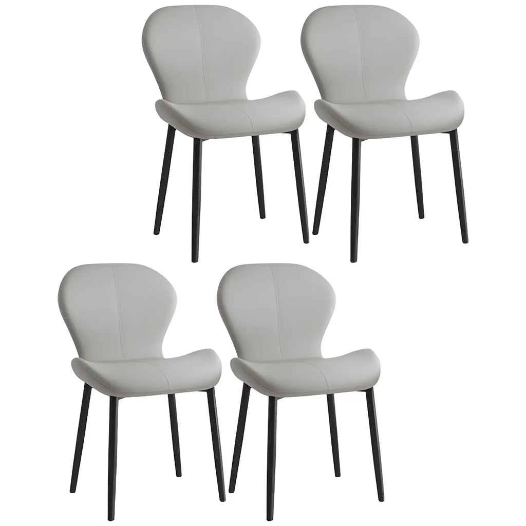 Chaise de salle à manger Art Déco en cuir à dossier incurvé et dossier plein