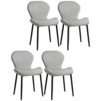 Chaise de salle à manger Art Déco en cuir à dossier incurvé et dossier plein