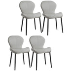 Chaise de salle à manger Art Déco en cuir à dossier incurvé et dossier plein