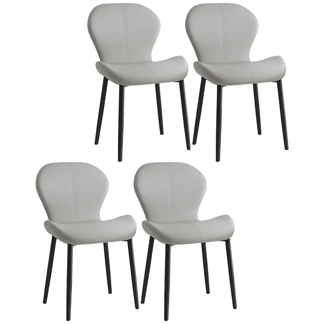 Chaise de salle à manger Art Déco en cuir à dossier incurvé et dossier plein