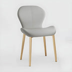 Chaise de salle à manger Art Déco en cuir à dossier incurvé et dossier plein