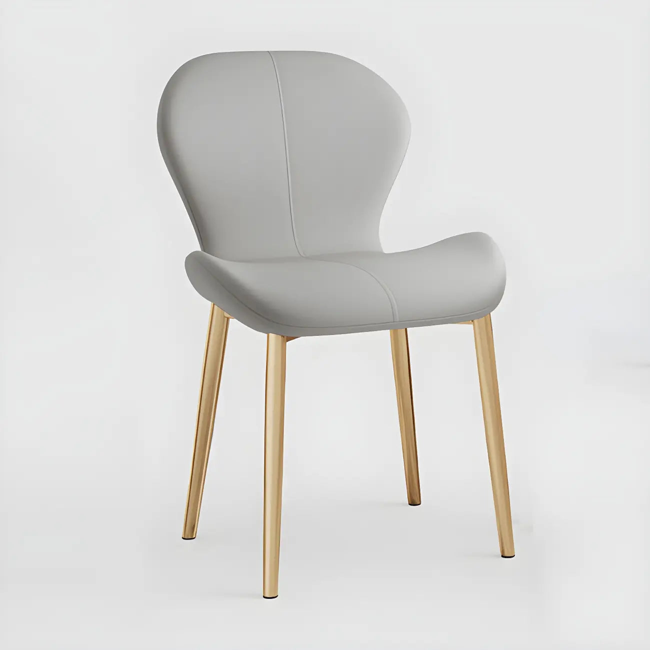Chaise de salle à manger Art Déco en cuir à dossier incurvé et dossier plein