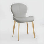 Chaise de salle à manger Art Déco en cuir à dossier incurvé et dossier plein