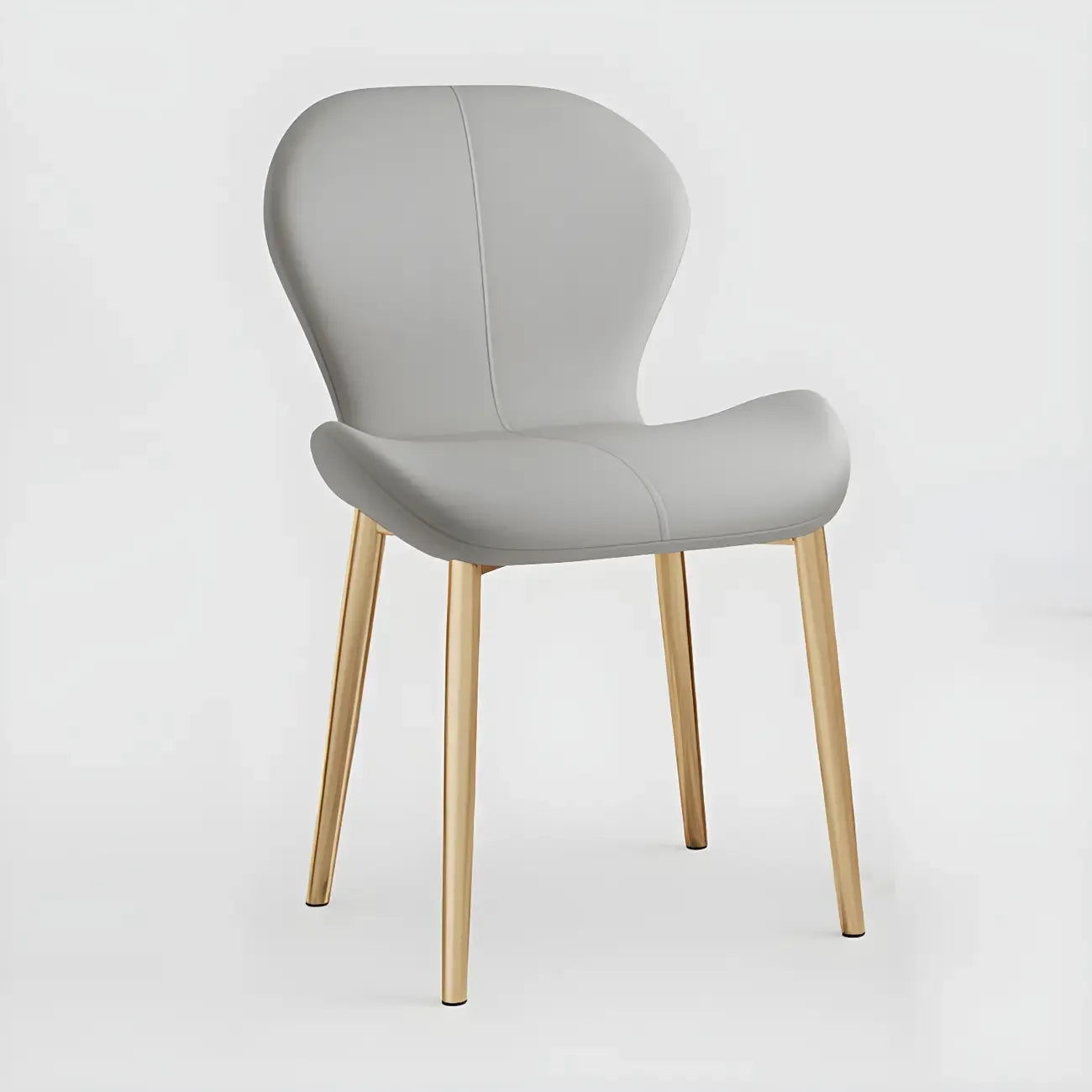 Chaise de salle à manger Art Déco en cuir à dossier incurvé et dossier plein