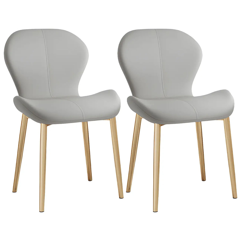 Chaise de salle à manger Art Déco en cuir à dossier incurvé et dossier plein