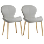Chaise de salle à manger Art Déco en cuir à dossier incurvé et dossier plein