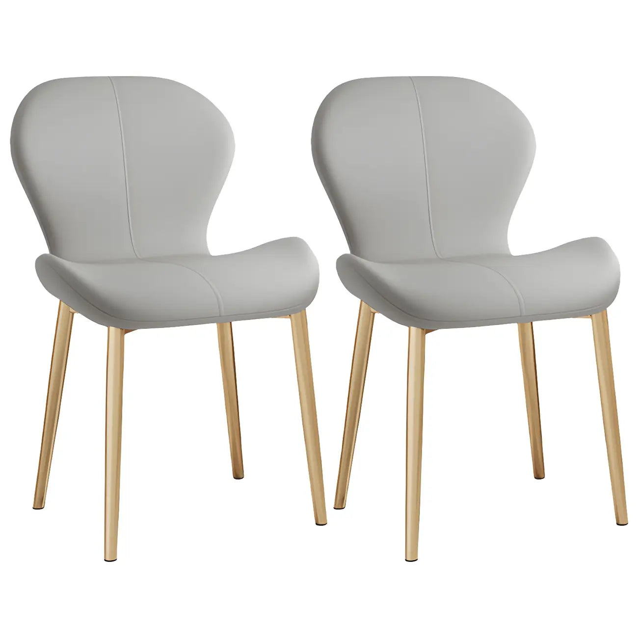 Chaise de salle à manger Art Déco en cuir à dossier incurvé et dossier plein