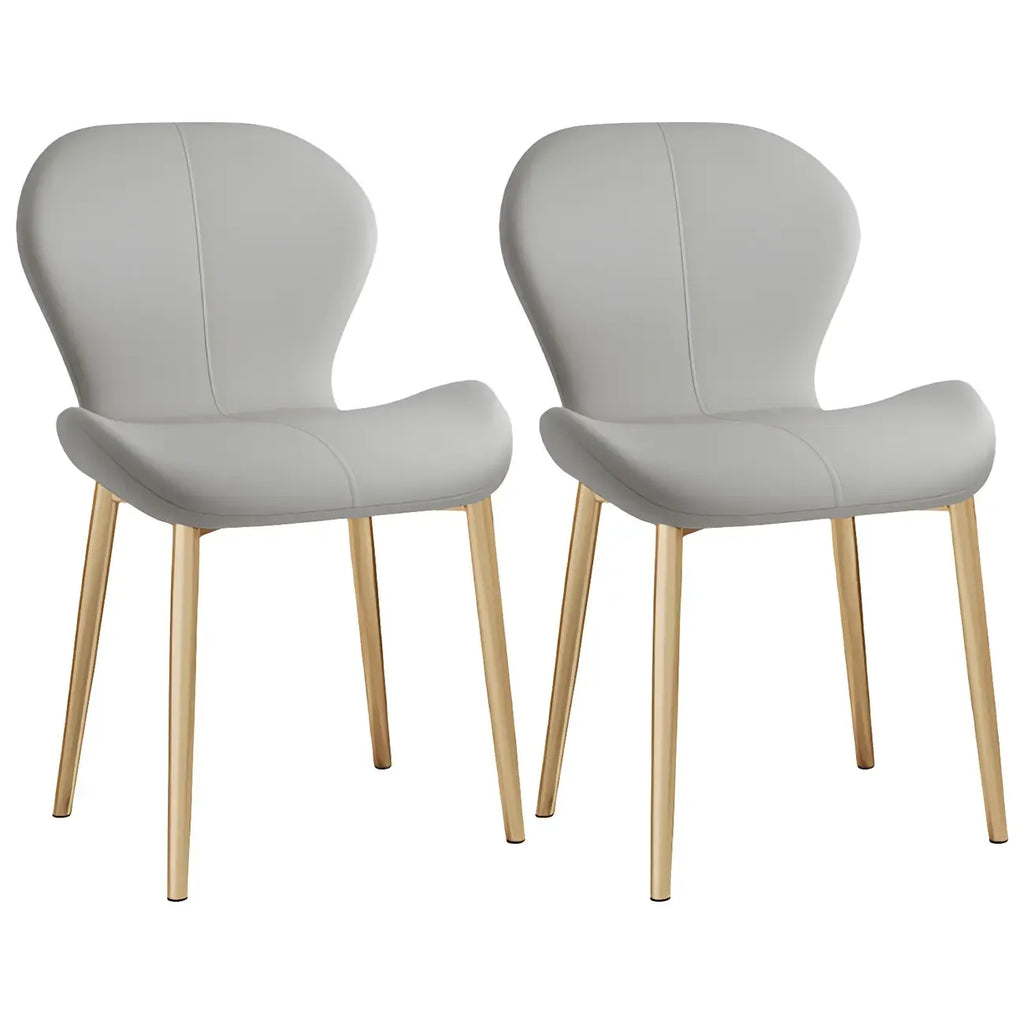 Chaise de salle à manger Art Déco en cuir à dossier incurvé et dossier plein