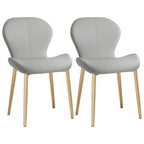 Chaise de salle à manger Art Déco en cuir à dossier incurvé et dossier plein