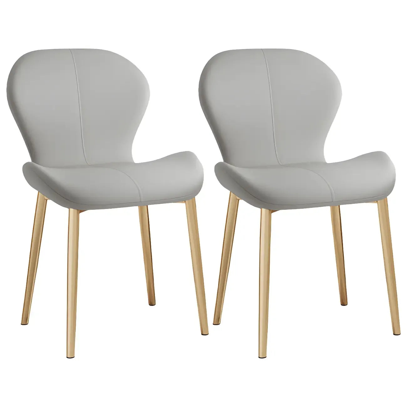 Chaise de salle à manger Art Déco en cuir à dossier incurvé et dossier plein