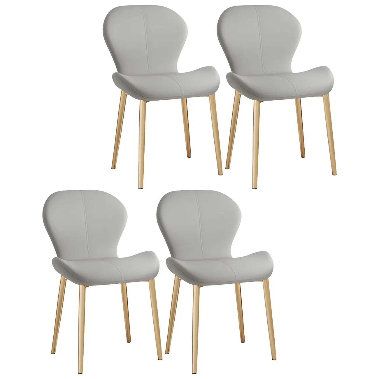 Chaise de salle à manger Art Déco en cuir à dossier incurvé et dossier plein