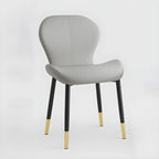 Chaise de salle à manger Art Déco en cuir à dossier incurvé et dossier plein
