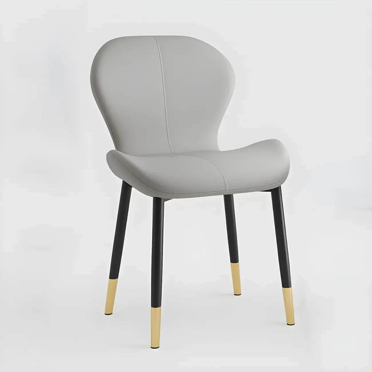 Chaise de salle à manger Art Déco en cuir à dossier incurvé et dossier plein