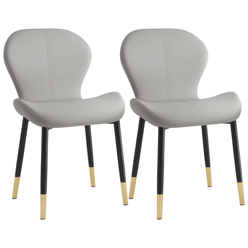 Chaise de salle à manger Art Déco en cuir à dossier incurvé et dossier plein