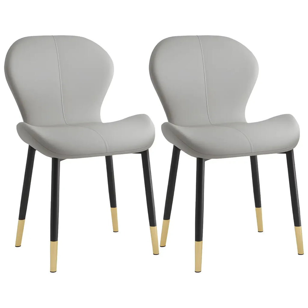 Chaise de salle à manger Art Déco en cuir à dossier incurvé et dossier plein