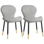 Chaise de salle à manger Art Déco en cuir à dossier incurvé et dossier plein