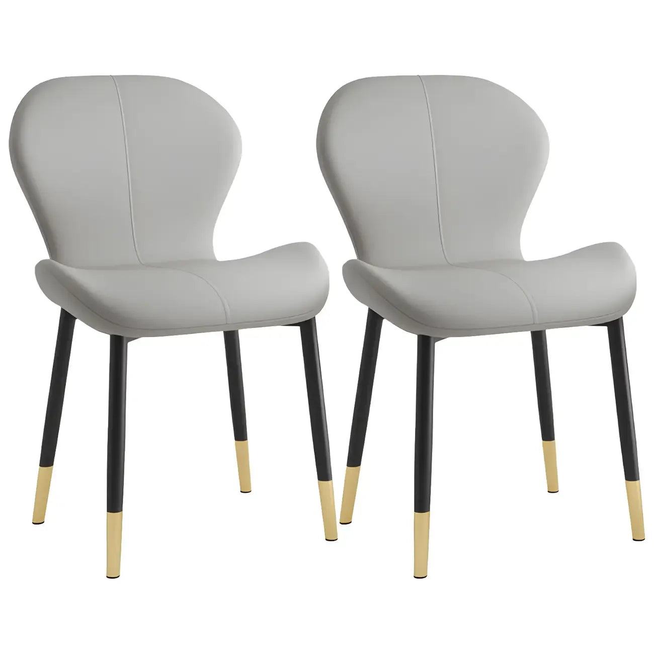 Chaise de salle à manger Art Déco en cuir à dossier incurvé et dossier plein