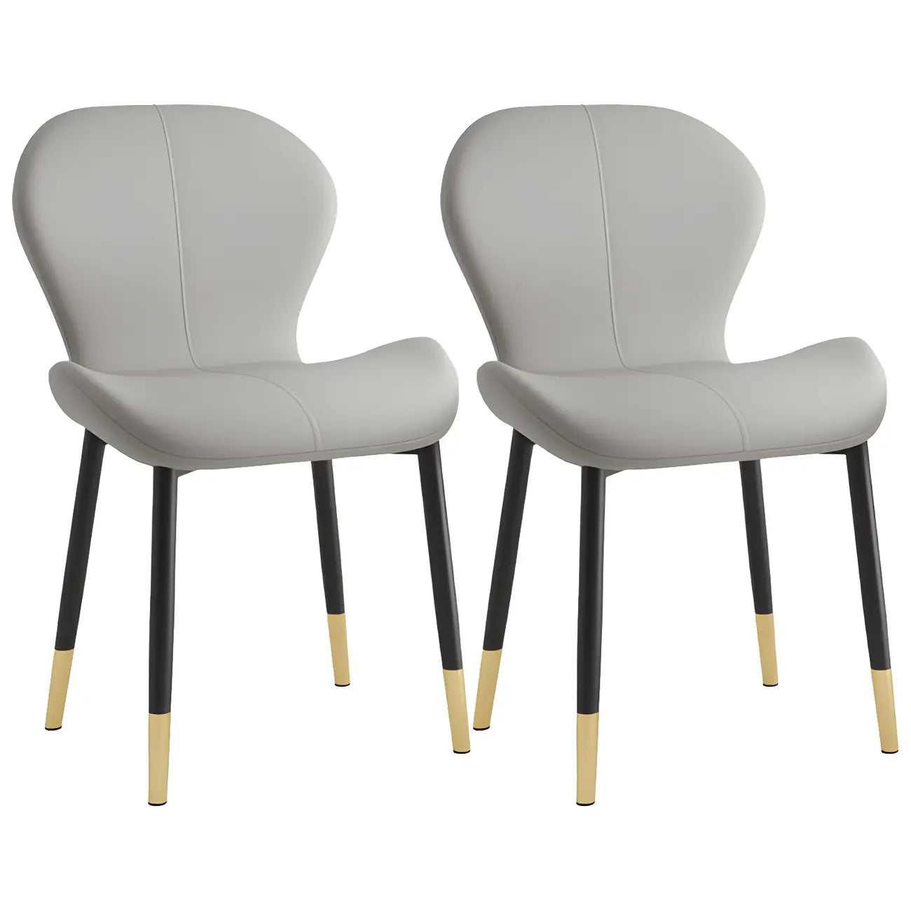 Chaise de salle à manger Art Déco en cuir à dossier incurvé et dossier plein