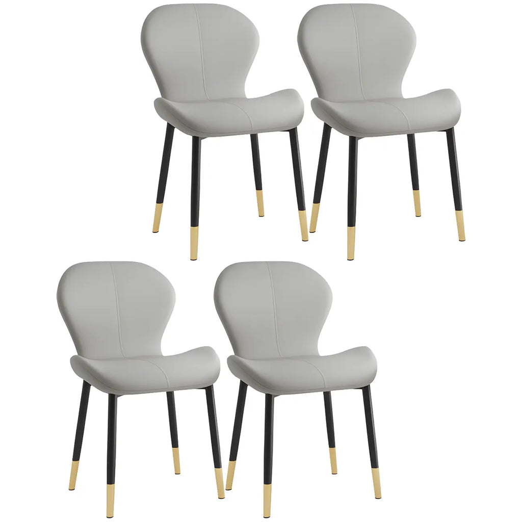 Chaise de salle à manger Art Déco en cuir à dossier incurvé et dossier plein