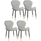 Chaise de salle à manger Art Déco en cuir à dossier incurvé et dossier plein