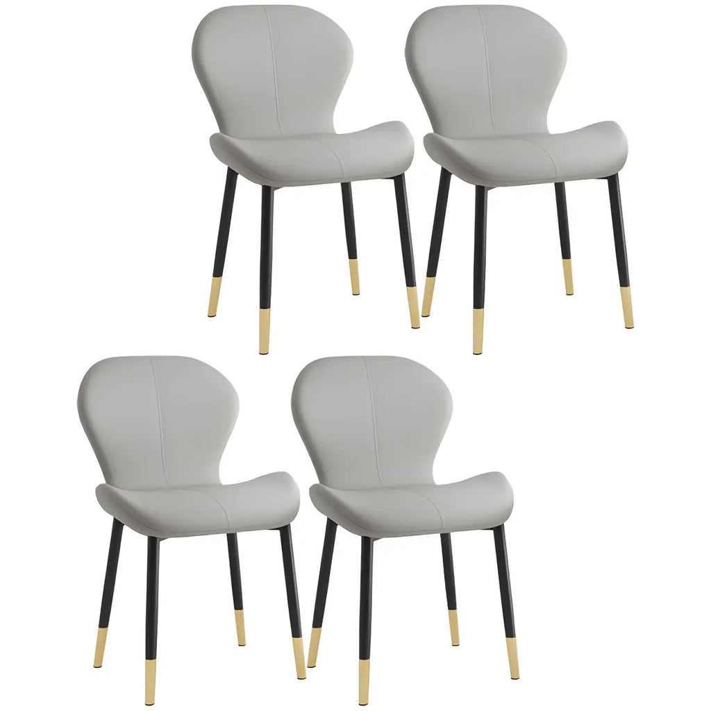 Chaise de salle à manger Art Déco en cuir à dossier incurvé et dossier plein