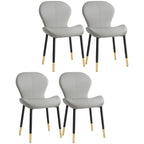 Chaise de salle à manger Art Déco en cuir à dossier incurvé et dossier plein