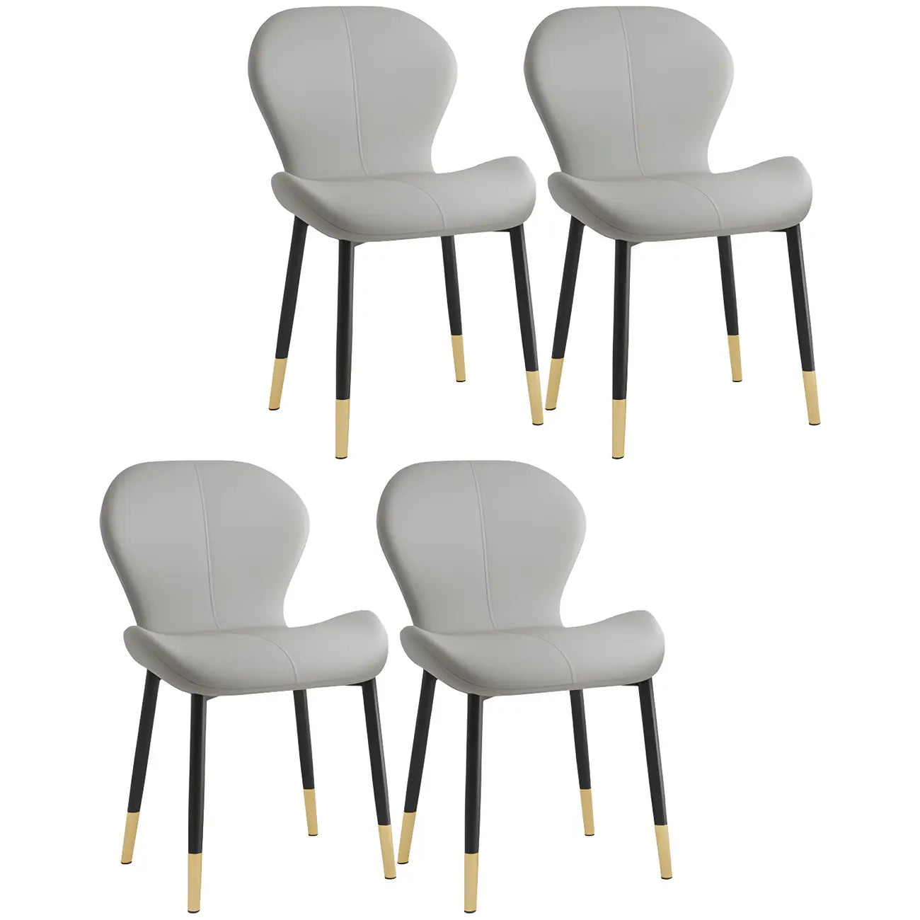 Chaise de salle à manger Art Déco en cuir à dossier incurvé et dossier plein