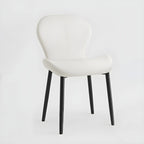 Chaise de salle à manger Art Déco en cuir à dossier incurvé et dossier plein