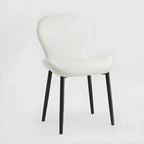 Chaise de salle à manger Art Déco en cuir à dossier incurvé et dossier plein
