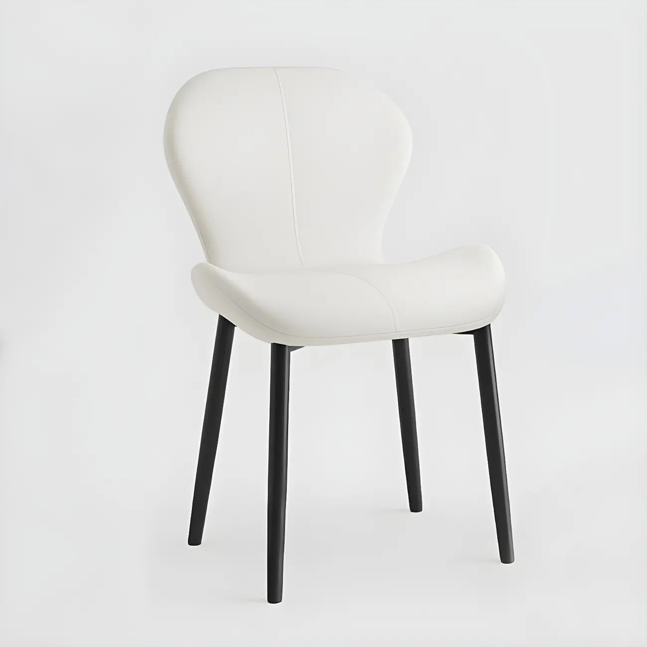 Chaise de salle à manger Art Déco en cuir à dossier incurvé et dossier plein