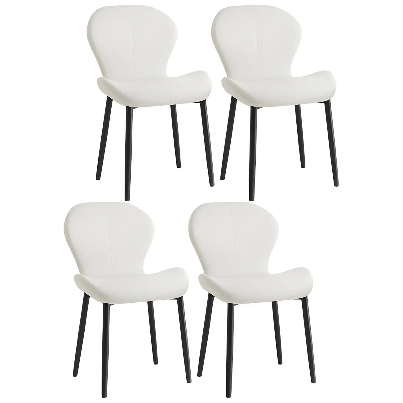 Chaise de salle à manger Art Déco en cuir à dossier incurvé et dossier plein