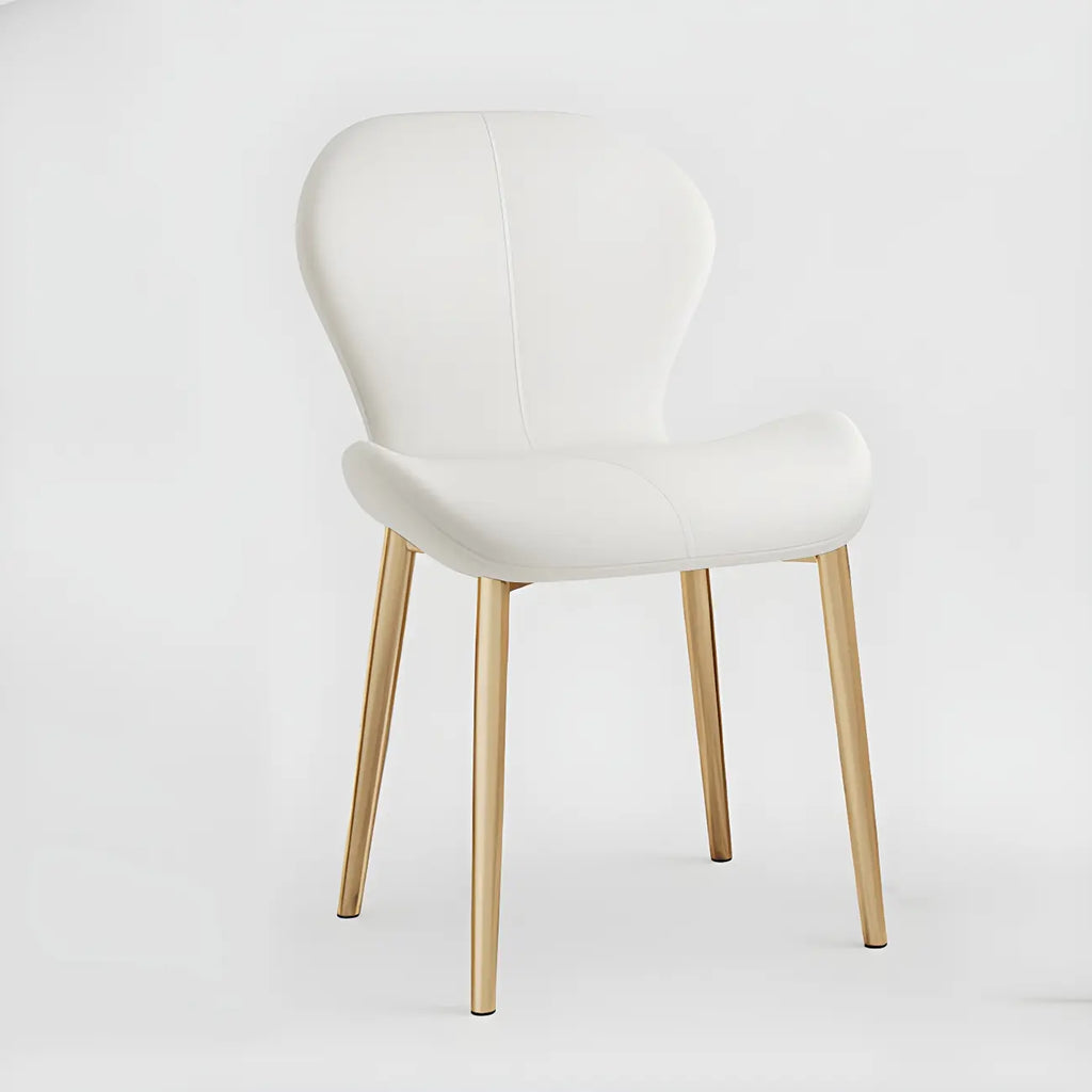 Chaise de salle à manger Art Déco en cuir à dossier incurvé et dossier plein