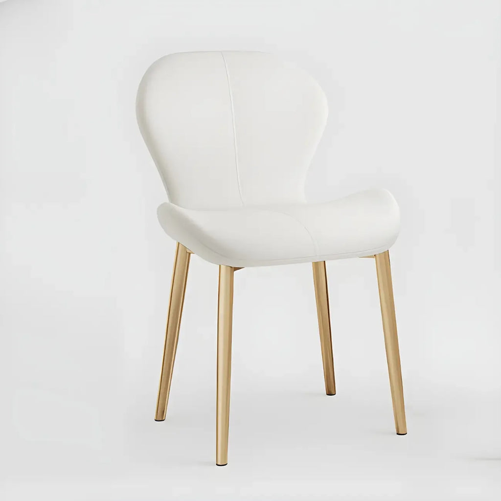 Chaise de salle à manger Art Déco en cuir à dossier incurvé et dossier plein