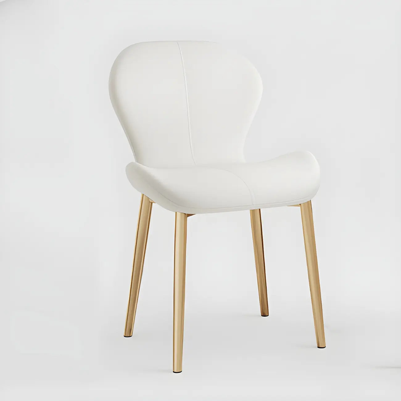 Chaise de salle à manger Art Déco en cuir à dossier incurvé et dossier plein