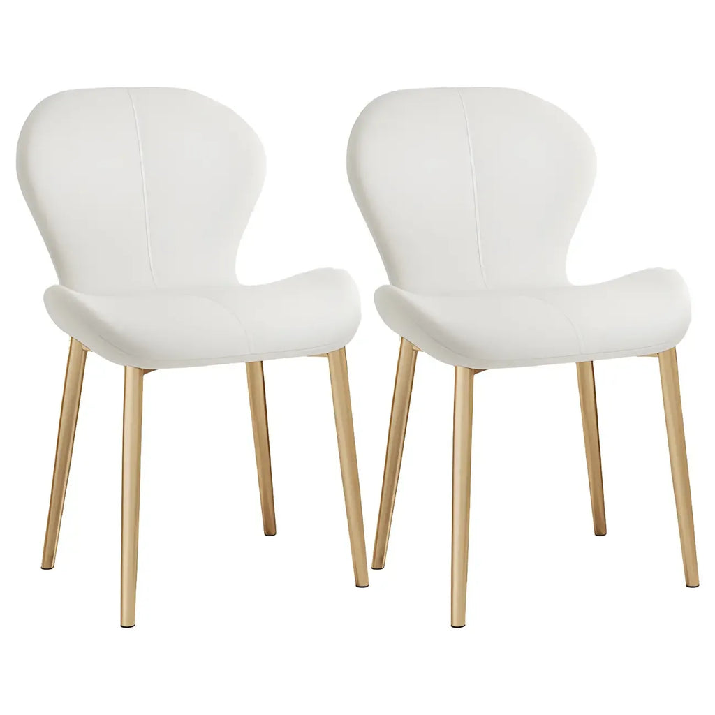 Chaise de salle à manger Art Déco en cuir à dossier incurvé et dossier plein
