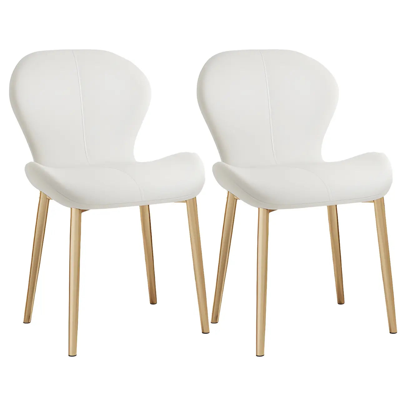 Chaise de salle à manger Art Déco en cuir à dossier incurvé et dossier plein