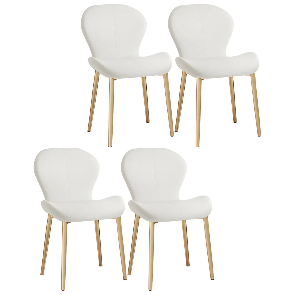 Chaise de salle à manger Art Déco en cuir à dossier incurvé et dossier plein