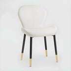 Chaise de salle à manger Art Déco en cuir à dossier incurvé et dossier plein