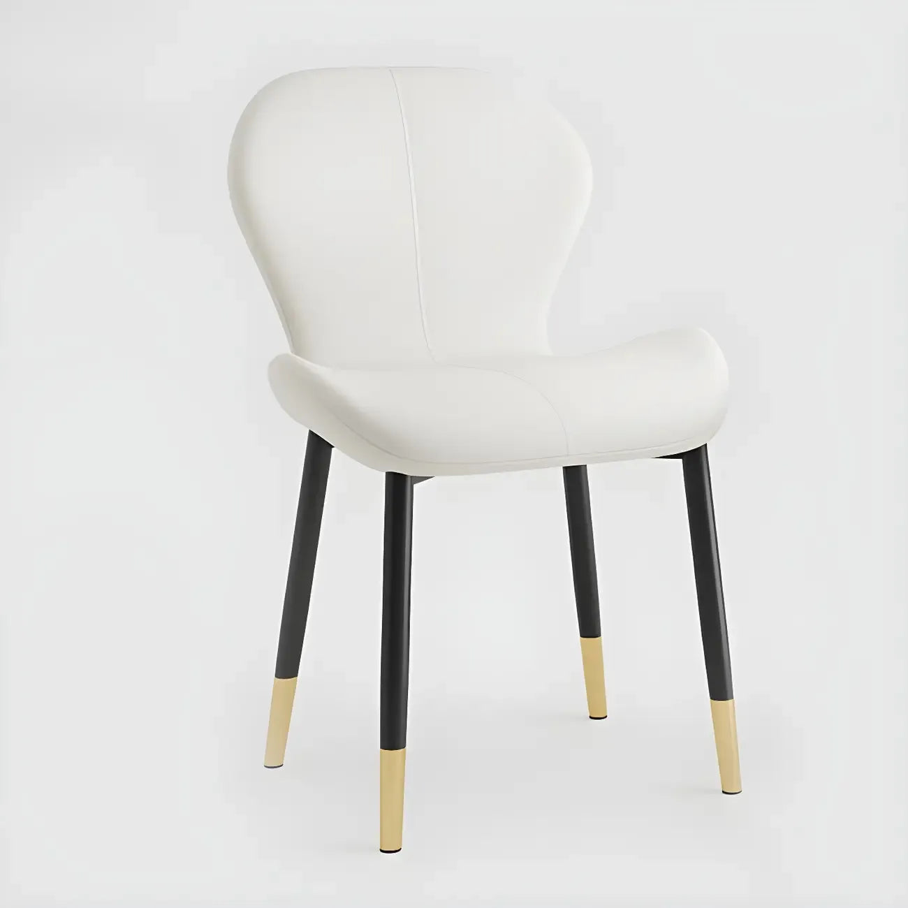 Chaise de salle à manger Art Déco en cuir à dossier incurvé et dossier plein