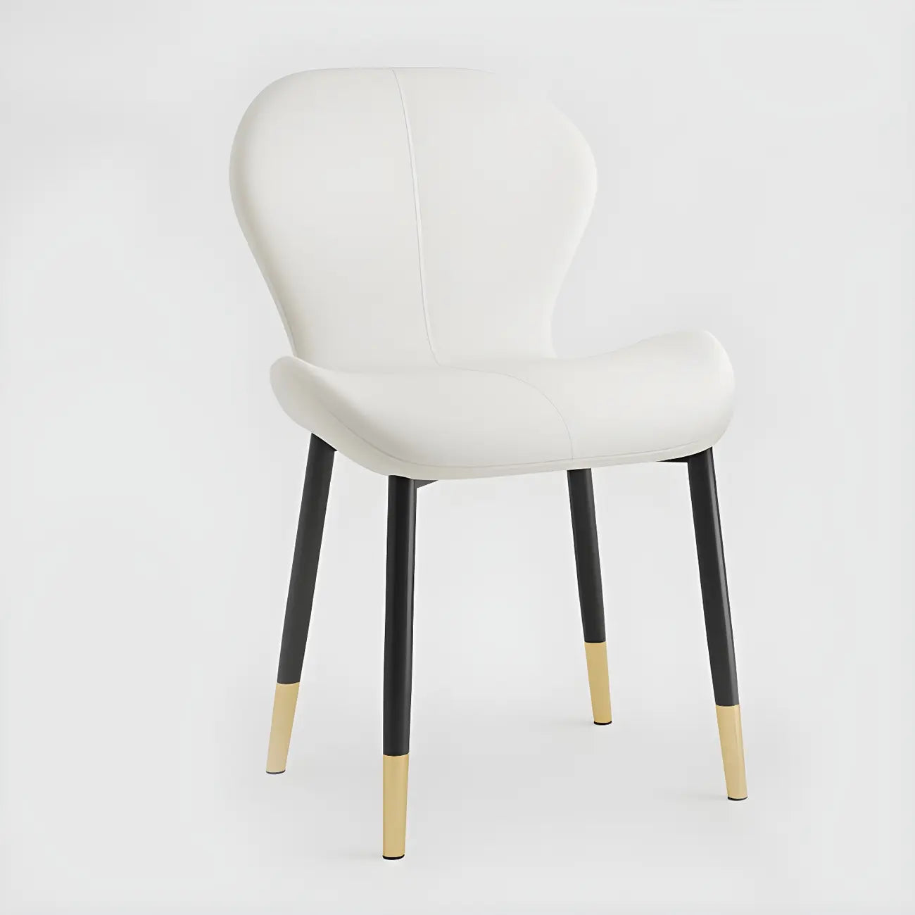 Chaise de salle à manger Art Déco en cuir à dossier incurvé et dossier plein