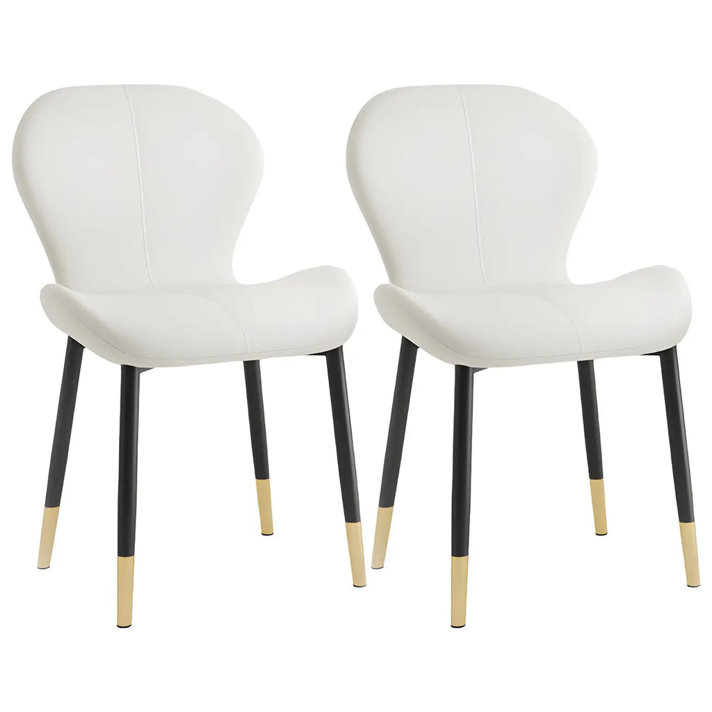 Chaise de salle à manger Art Déco en cuir à dossier incurvé et dossier plein