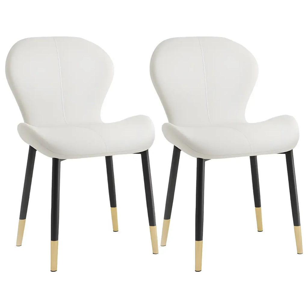 Chaise de salle à manger Art Déco en cuir à dossier incurvé et dossier plein