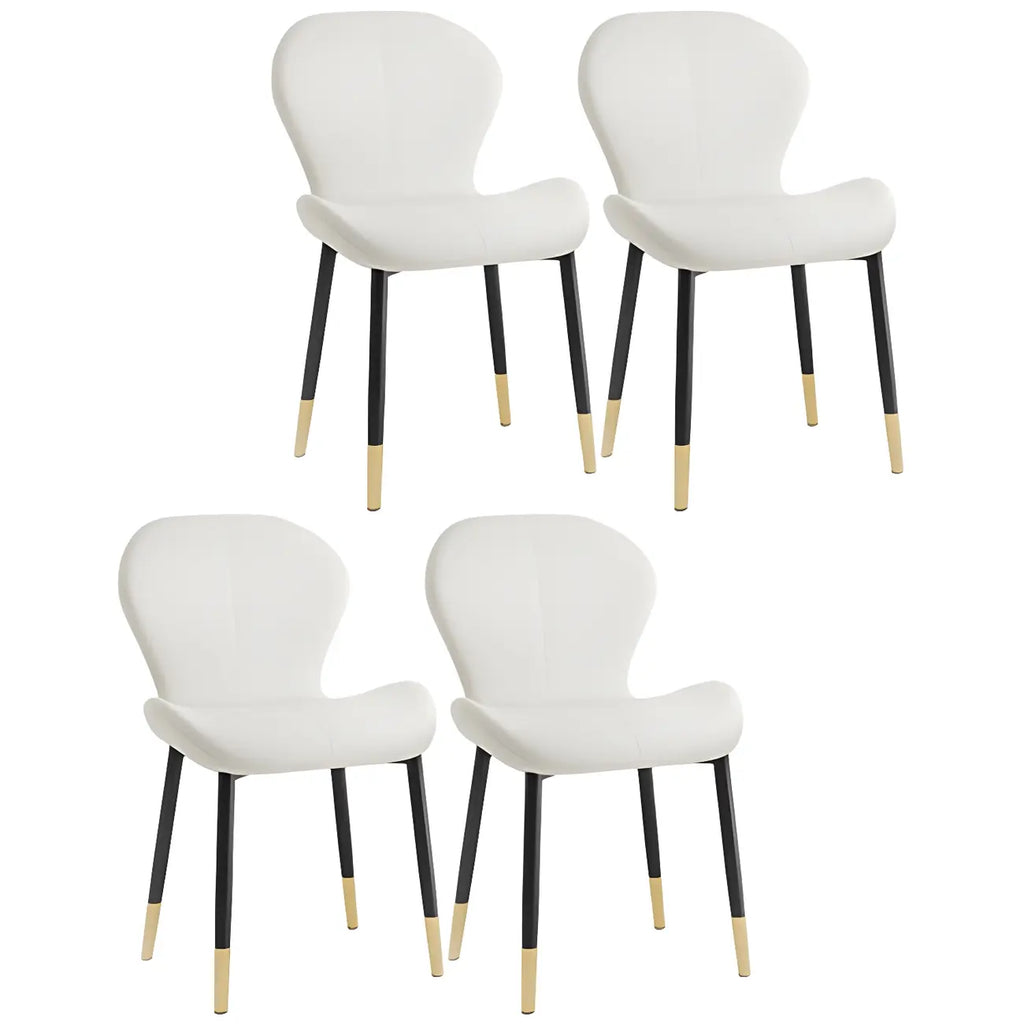 Chaise de salle à manger Art Déco en cuir à dossier incurvé et dossier plein